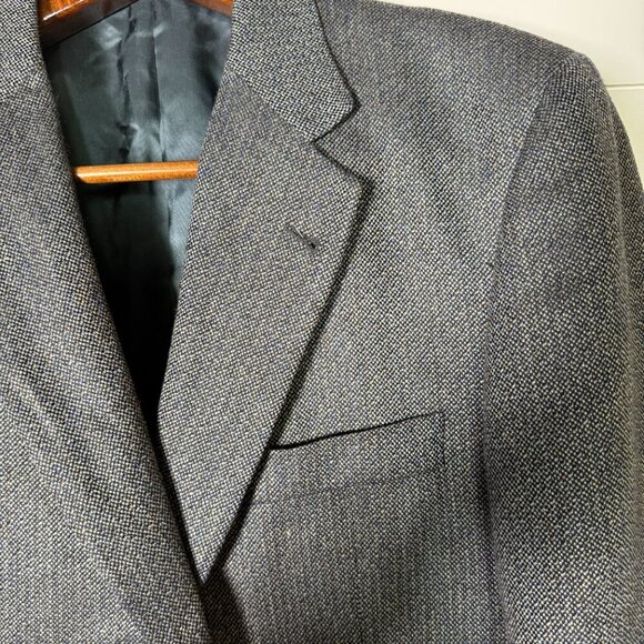 Burberry Silk Wool Blend Blazer Sports Coat Jacket Tweed Gray, Blue, Black Tan - Picture 10 of 14